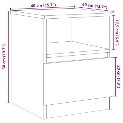 Nachtkastjes 2 st 40x40x50 cm bewerkt hout oud houtkleurig