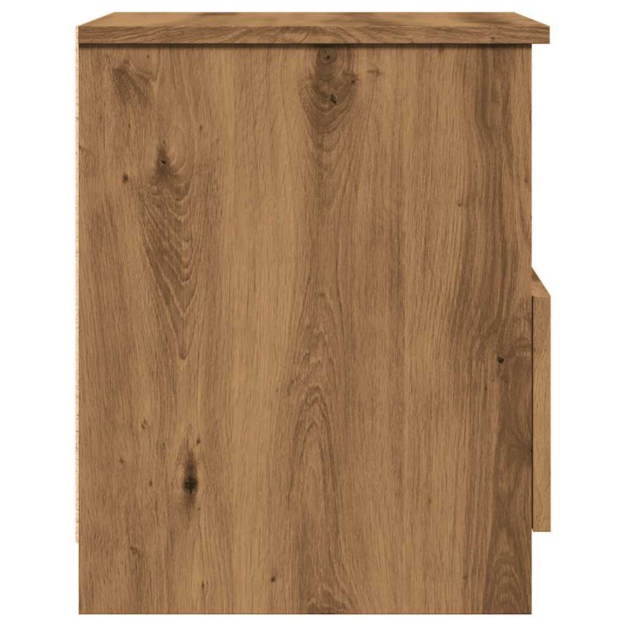 Nachtkastje 40x40x50 cm bewerkt hout artisanaal eikenkleur