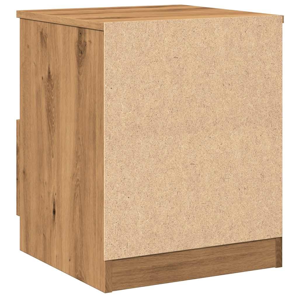 Nachtkastje 40x40x50 cm bewerkt hout artisanaal eikenkleur