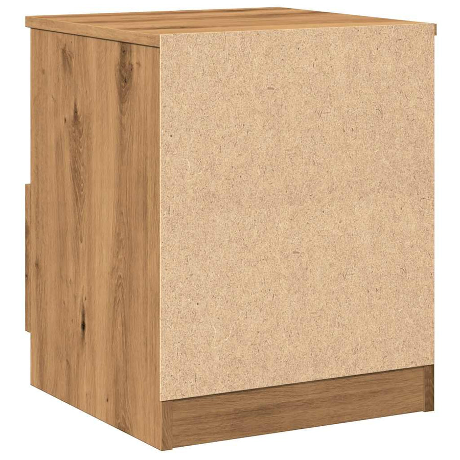 Nachtkastje 40x40x50 cm bewerkt hout artisanaal eikenkleur