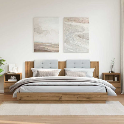 Nachtkastjes 2 st 40x40x50 cm bewerkt hout artisanaal eiken