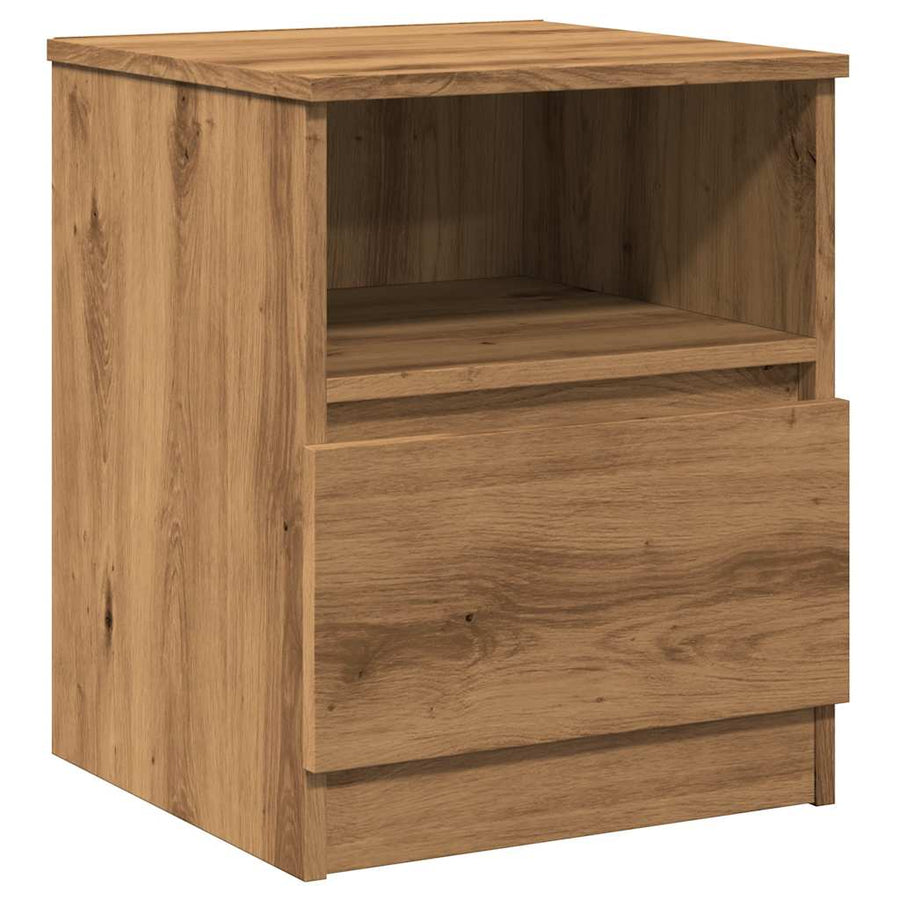 Nachtkastjes 2 st 40x40x50 cm bewerkt hout artisanaal eiken