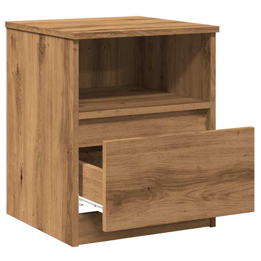 Nachtkastjes 2 st 40x40x50 cm bewerkt hout artisanaal eiken