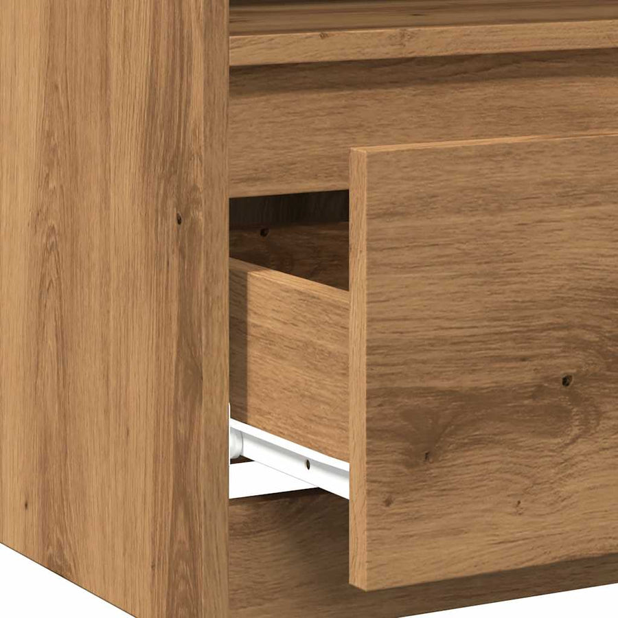 Nachtkastjes 2 st 40x40x50 cm bewerkt hout artisanaal eiken