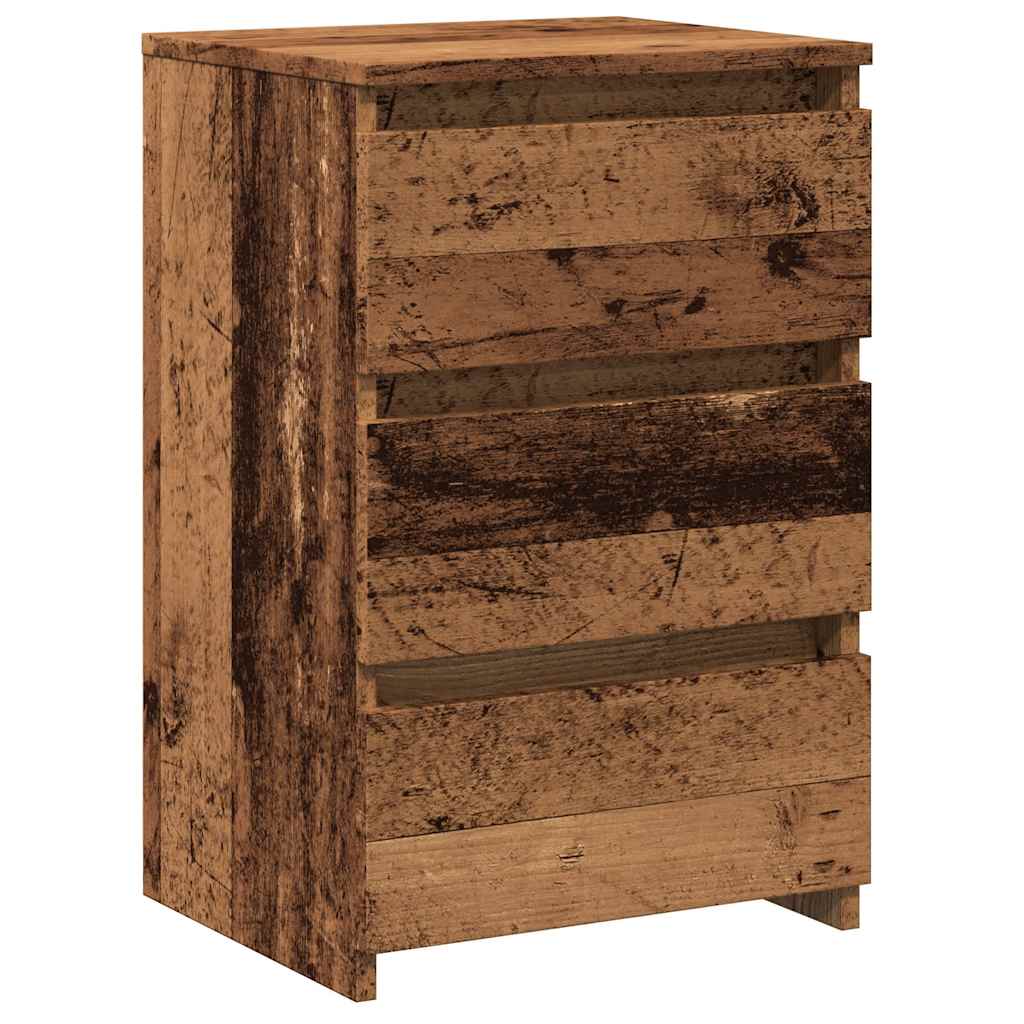 Nachtkastje 40x35x62,5 cm bewerkt hout oud houtkleurig