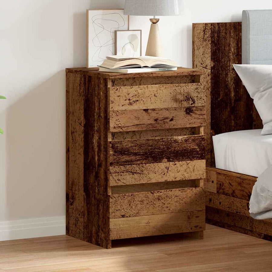Nachtkastje 40x35x62,5 cm bewerkt hout oud houtkleurig
