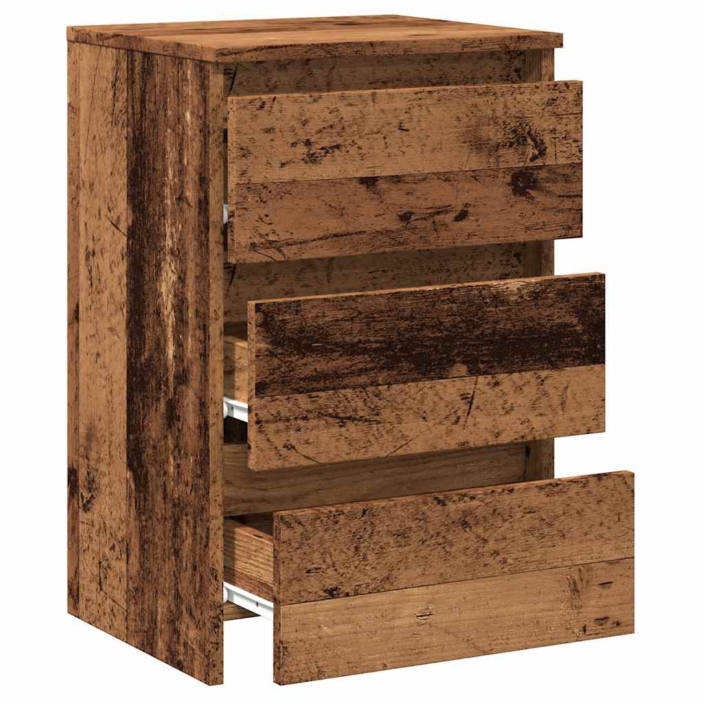 Nachtkastje 40x35x62,5 cm bewerkt hout oud houtkleurig