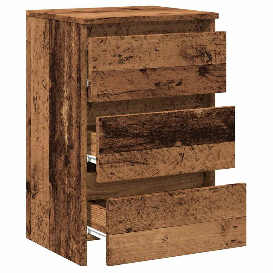 Nachtkastje 40x35x62,5 cm bewerkt hout oud houtkleurig