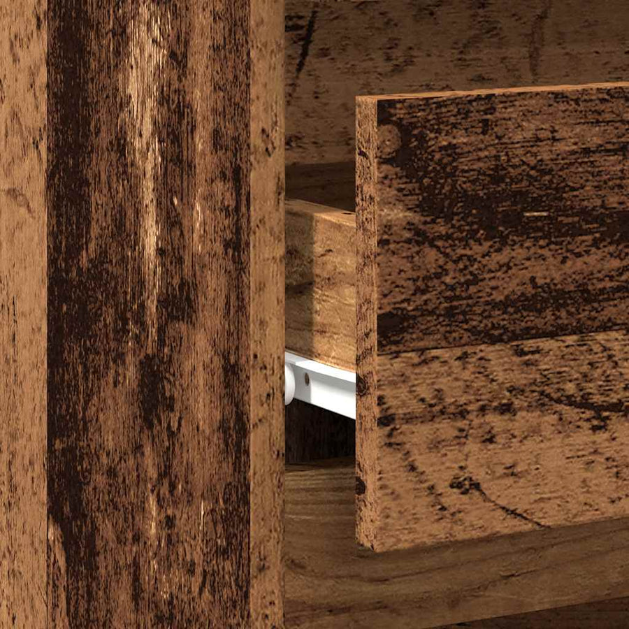 Nachtkastje 40x35x62,5 cm bewerkt hout oud houtkleurig