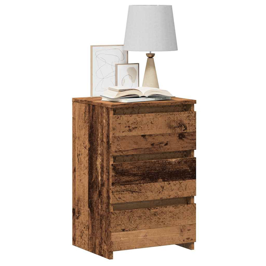 Nachtkastje 40x35x62,5 cm bewerkt hout oud houtkleurig