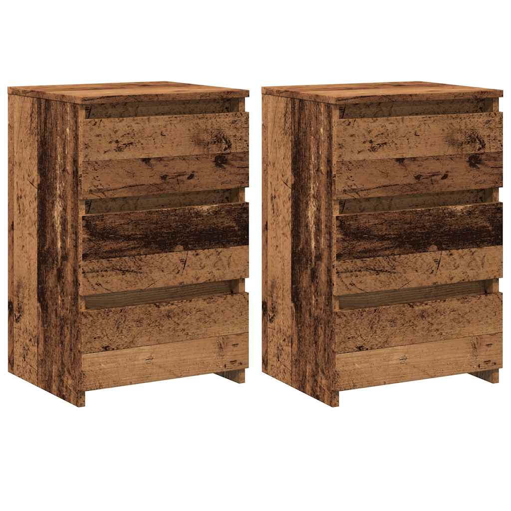 Nachtkastjes 2 st 40x35x62,5 cm bewerkt hout oud houtkleurig