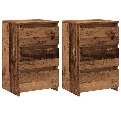Nachtkastjes 2 st 40x35x62,5 cm bewerkt hout oud houtkleurig