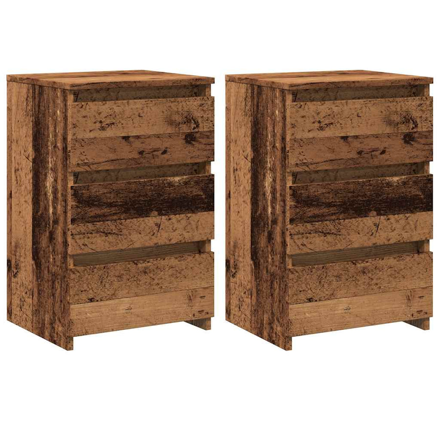 Nachtkastjes 2 st 40x35x62,5 cm bewerkt hout oud houtkleurig