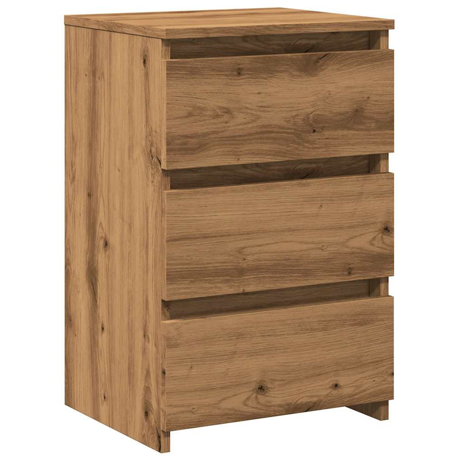 Nachtkastje 40x35x62,5 cm bewerkt hout artisanaal eikenkleur