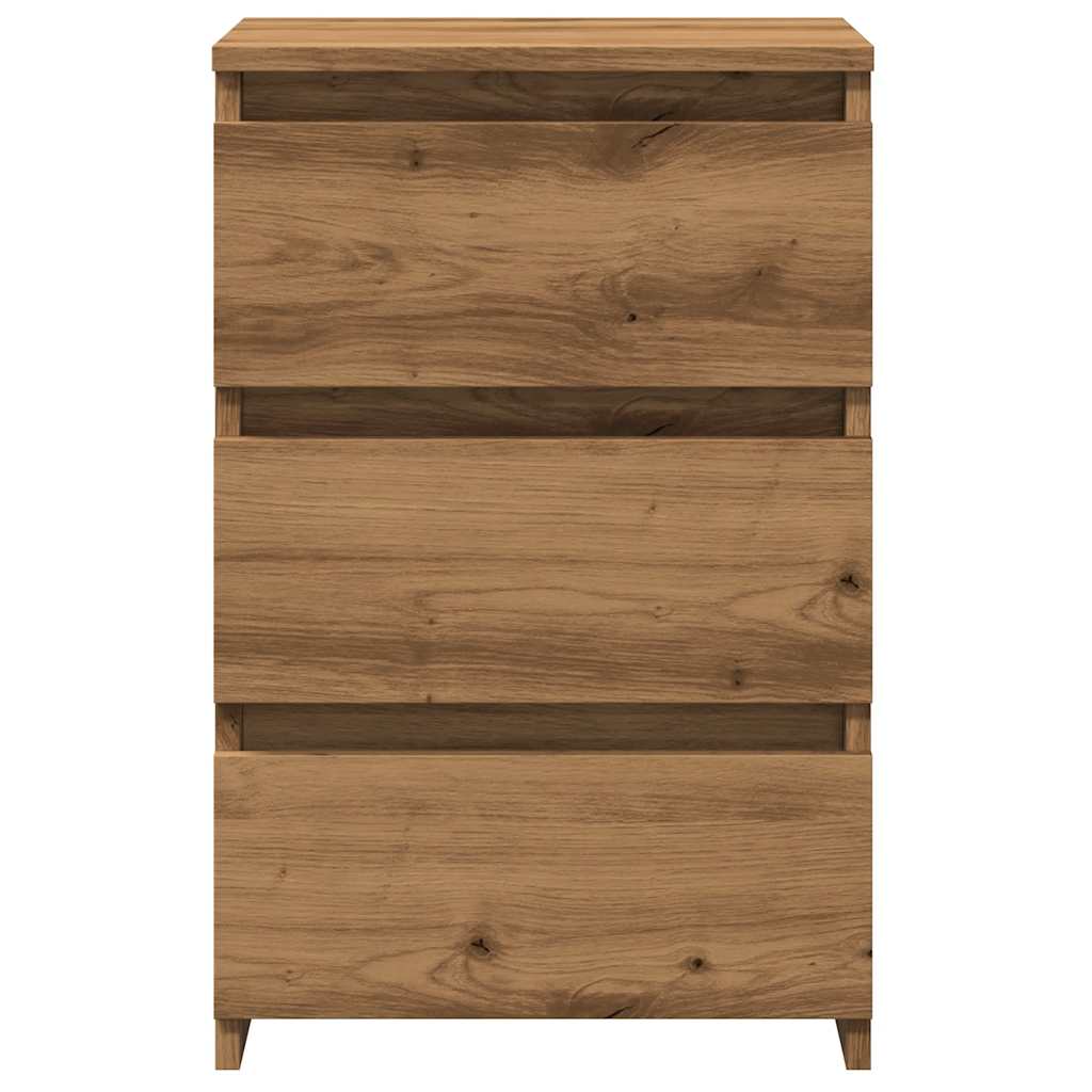 Nachtkastje 40x35x62,5 cm bewerkt hout artisanaal eikenkleur