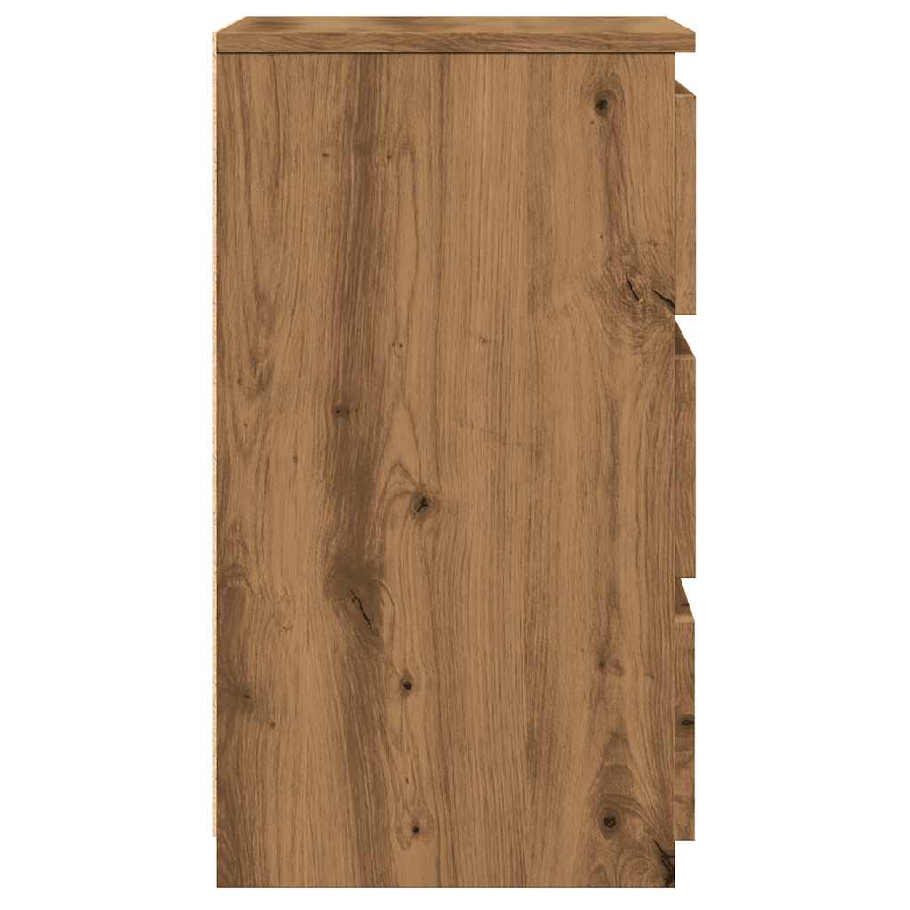 Nachtkastje 40x35x62,5 cm bewerkt hout artisanaal eikenkleur