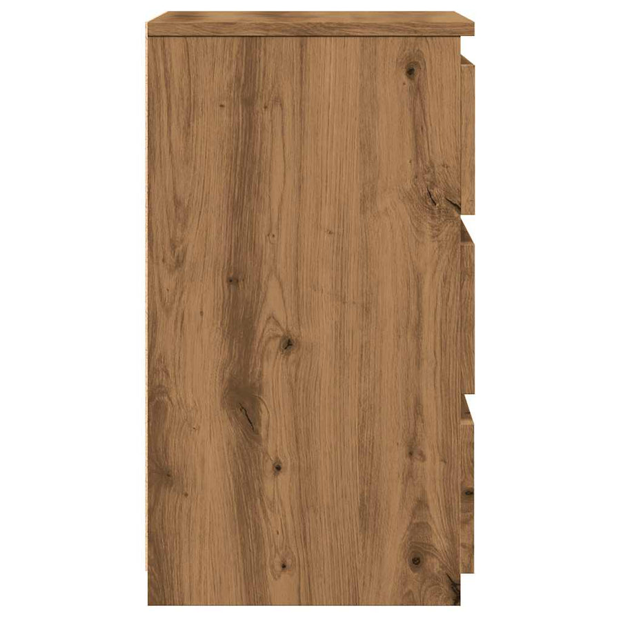 Nachtkastje 40x35x62,5 cm bewerkt hout artisanaal eikenkleur