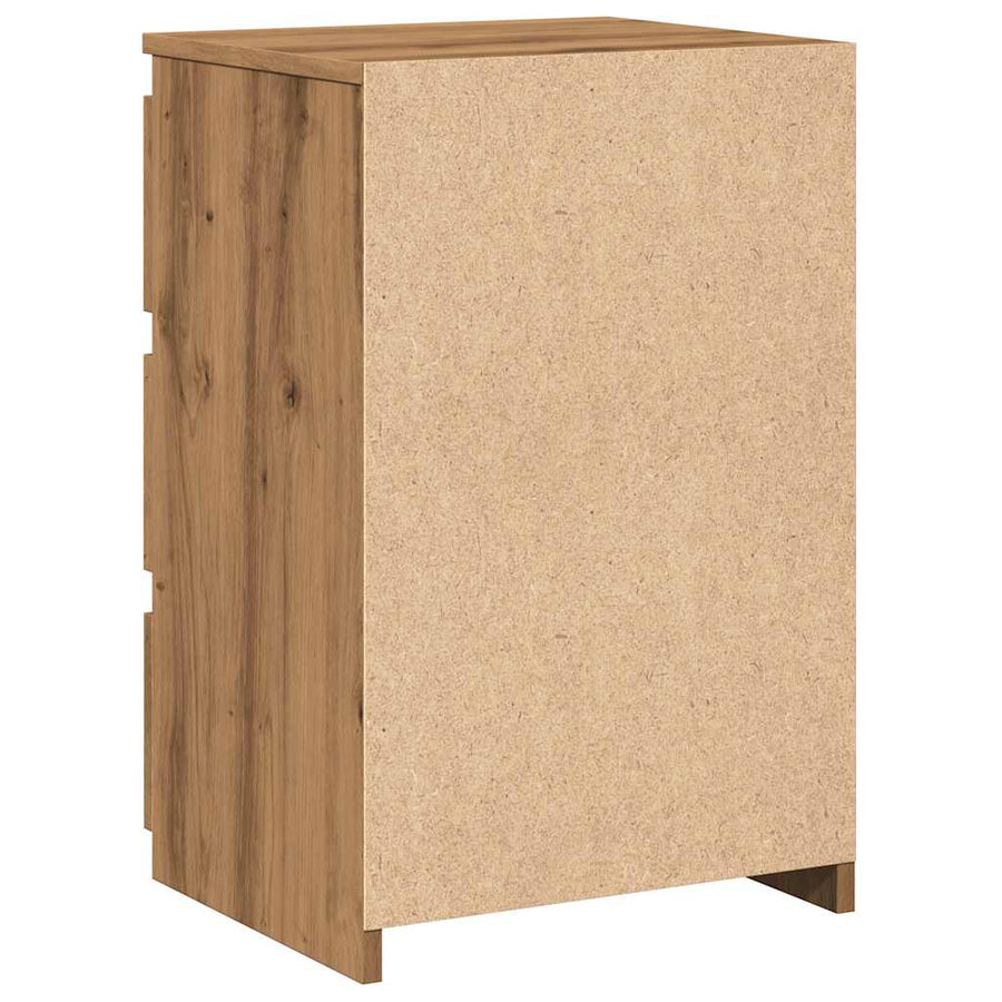 Nachtkastje 40x35x62,5 cm bewerkt hout artisanaal eikenkleur