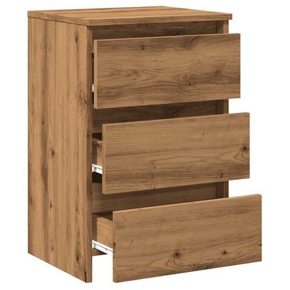 Nachtkastje 40x35x62,5 cm bewerkt hout artisanaal eikenkleur