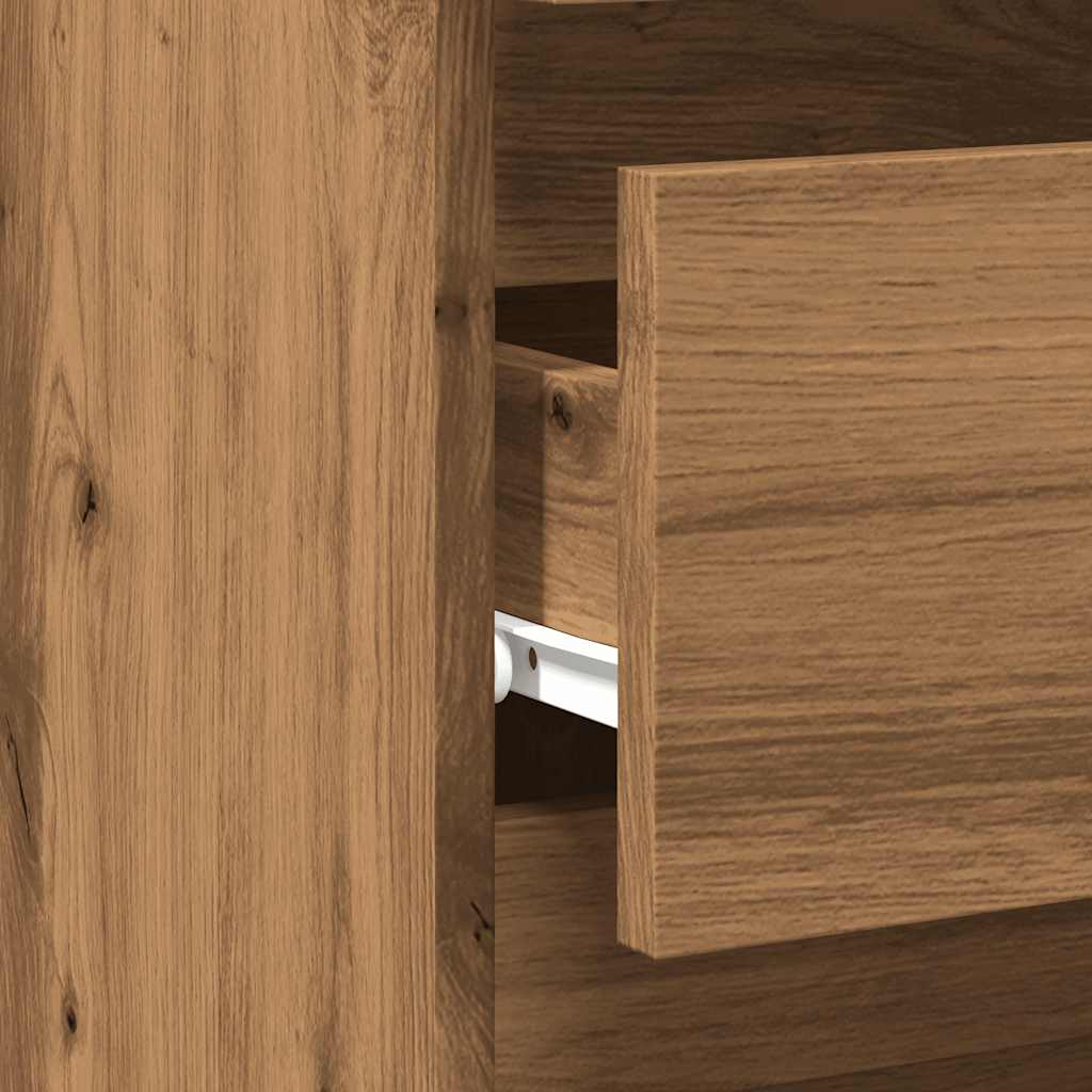 Nachtkastje 40x35x62,5 cm bewerkt hout artisanaal eikenkleur