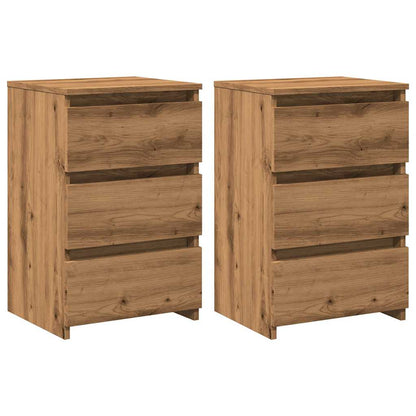 Nachtkastjes 2 st 40x35x62,5 cm bewerkt hout artisanaal eiken