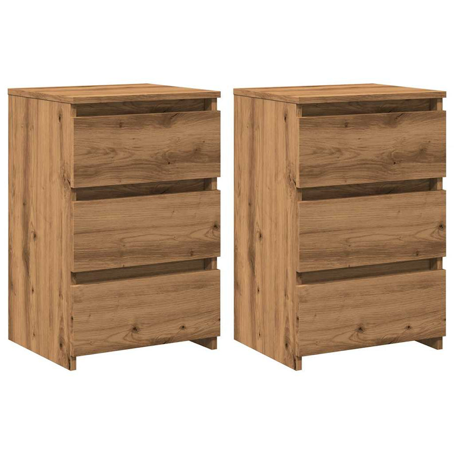 Nachtkastjes 2 st 40x35x62,5 cm bewerkt hout artisanaal eiken