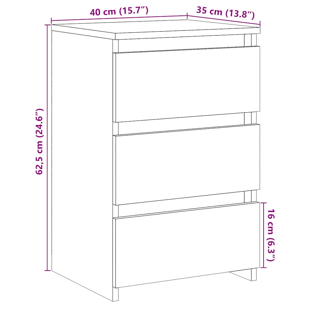 Nachtkastjes 2 st 40x35x62,5 cm bewerkt hout artisanaal eiken