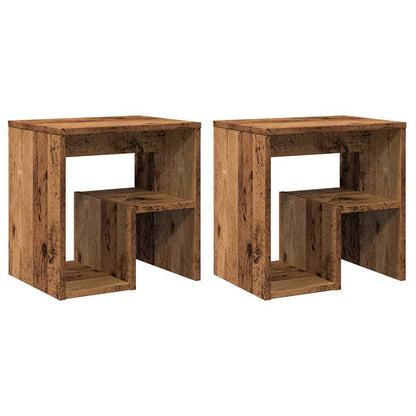 Nachtkastjes 2 st 40x30x40 cm bewerkt hout oud houtkleurig