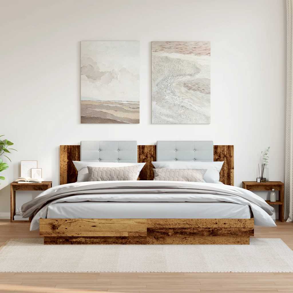 Nachtkastjes 2 st 40x30x40 cm bewerkt hout oud houtkleurig