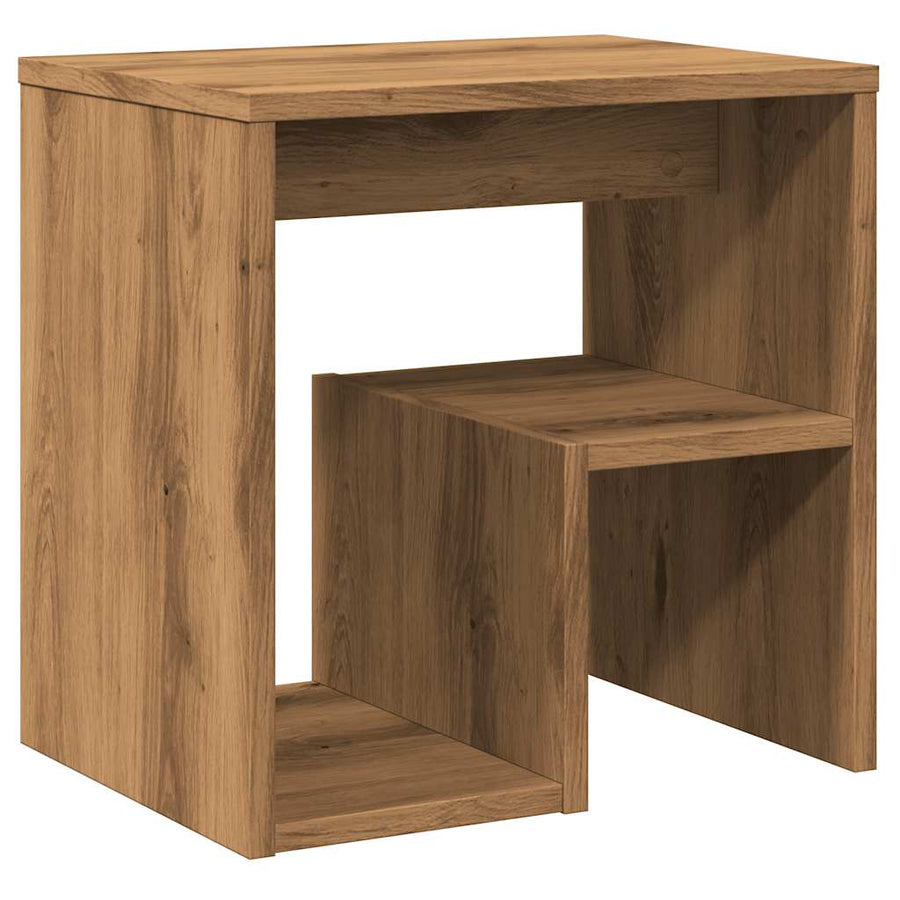 Nachtkastje 40x30x40 cm bewerkt hout artisanaal eikenkleurig
