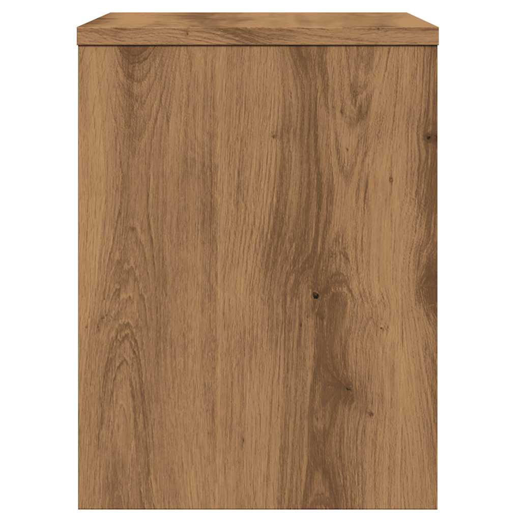 Nachtkastje 40x30x40 cm bewerkt hout artisanaal eikenkleurig