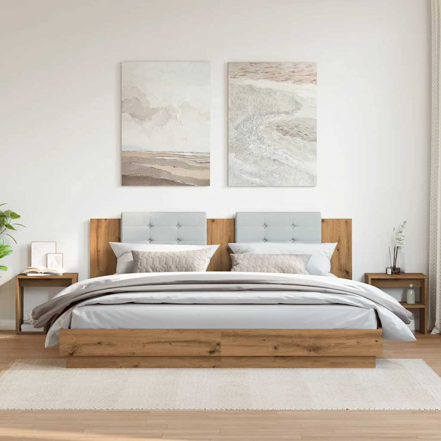 Nachtkastjes 2 st 40x30x40 cm bewerkt hout artisanaal eiken