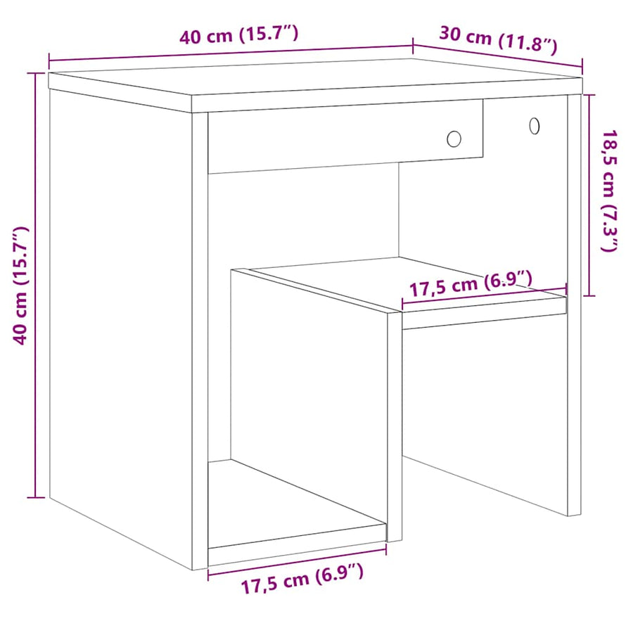 Nachtkastjes 2 st 40x30x40 cm bewerkt hout artisanaal eiken