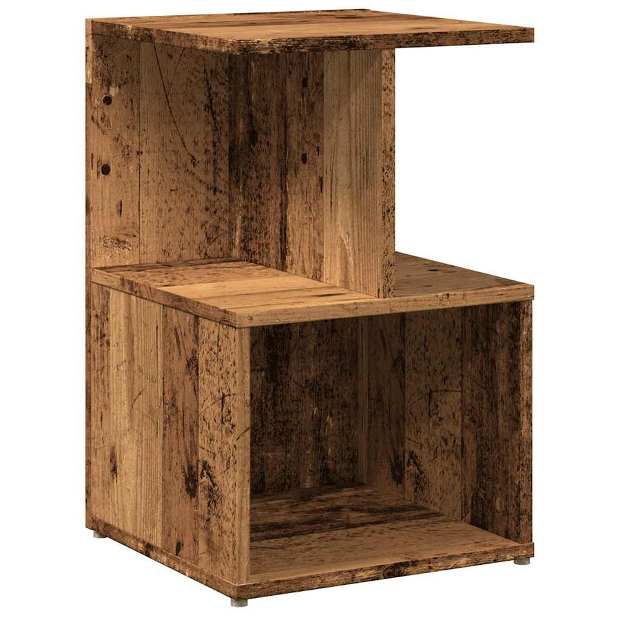 Nachtkastje 35x35x55 cm bewerkt hout oud houtkleurig