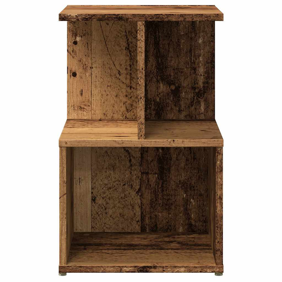 Nachtkastje 35x35x55 cm bewerkt hout oud houtkleurig