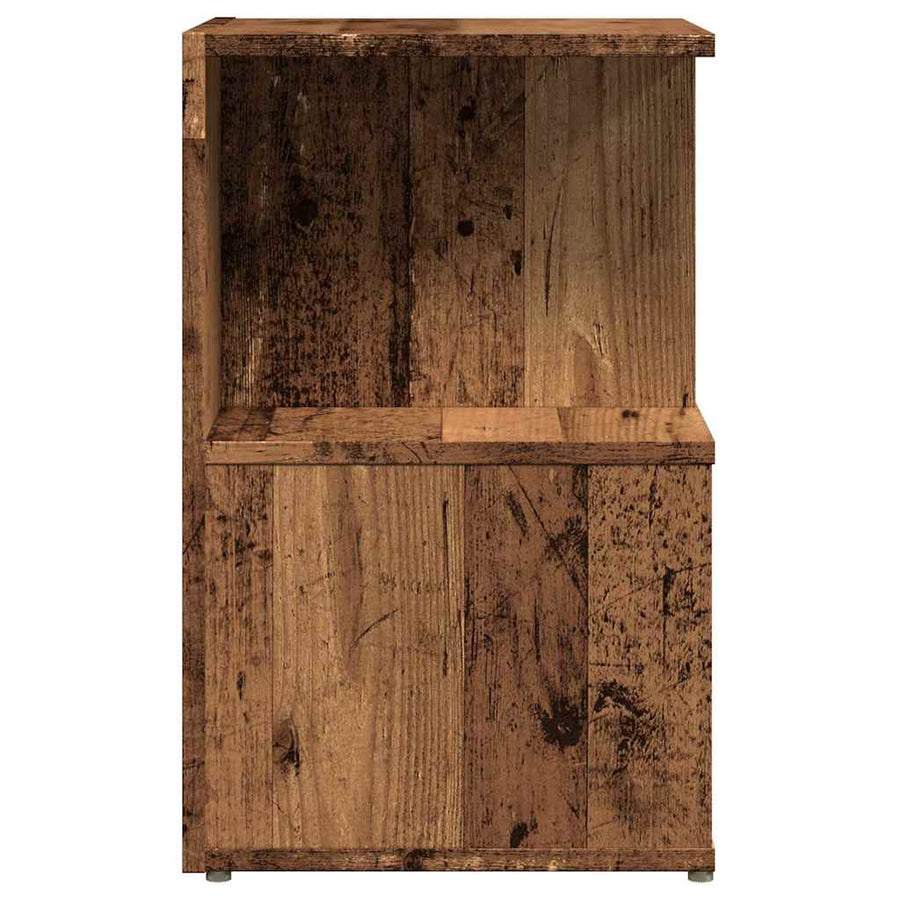 Nachtkastje 35x35x55 cm bewerkt hout oud houtkleurig