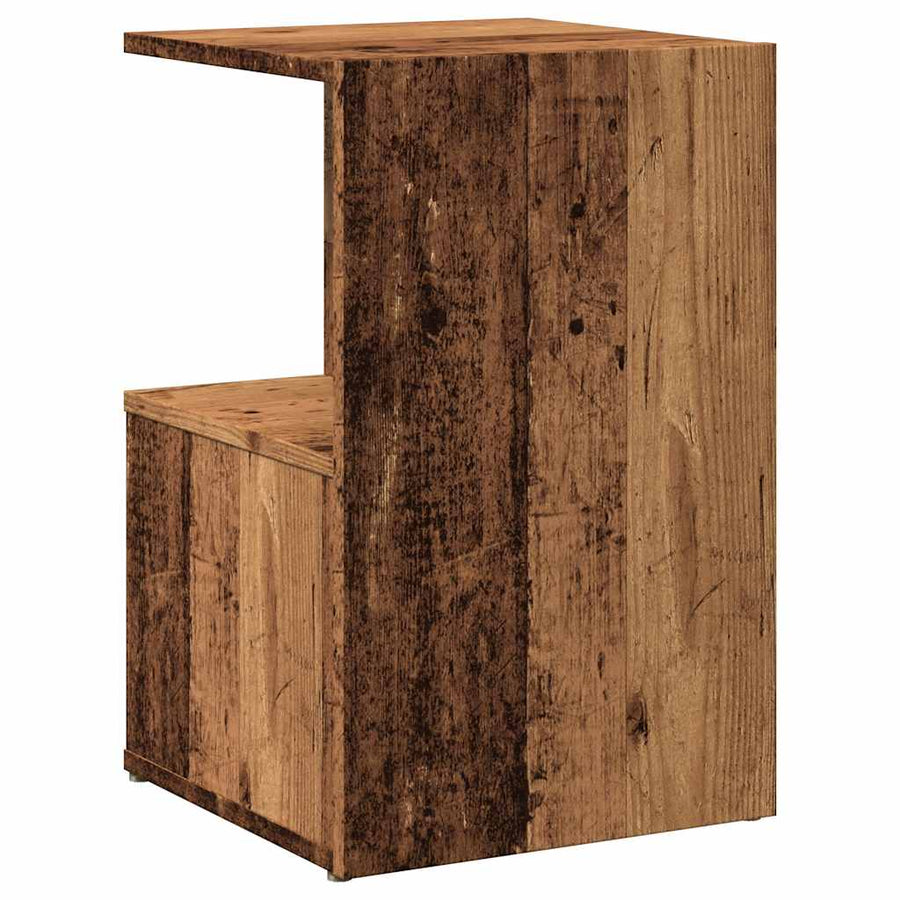 Nachtkastje 35x35x55 cm bewerkt hout oud houtkleurig