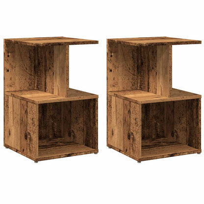 Nachtkastjes 2 st 35x35x55 cm bewerkt hout oud houtkleurig