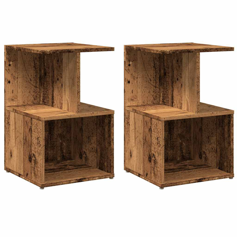 Nachtkastjes 2 st 35x35x55 cm bewerkt hout oud houtkleurig
