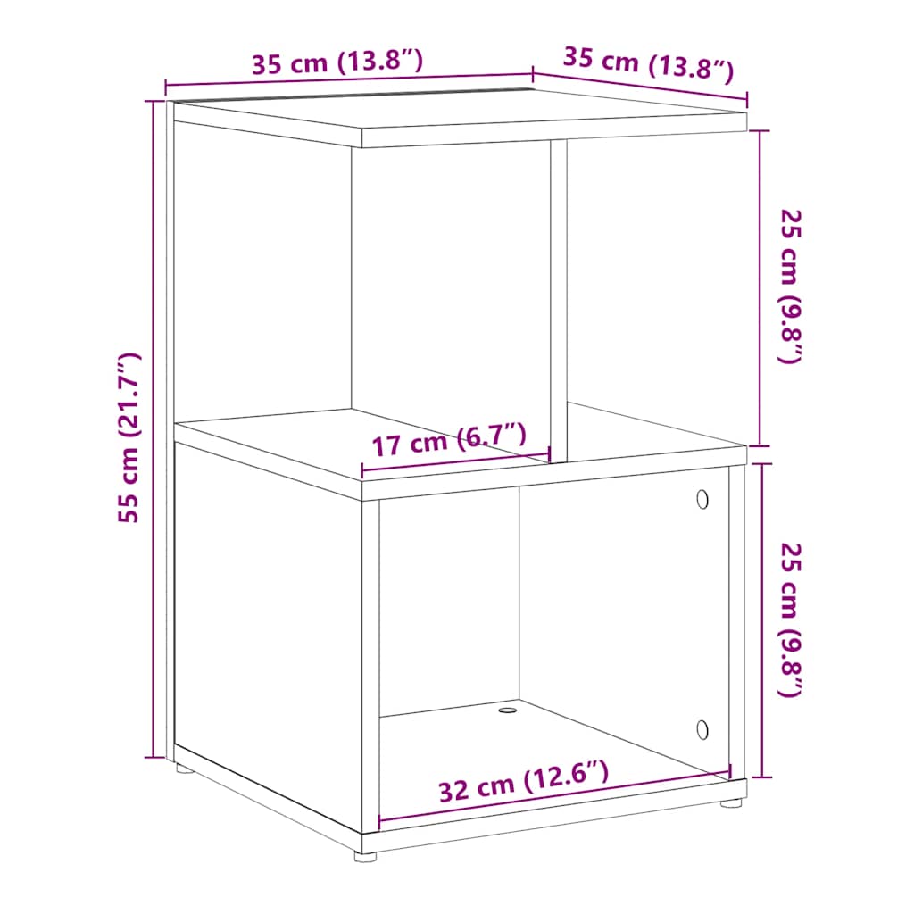 Nachtkastjes 2 st 35x35x55 cm bewerkt hout oud houtkleurig