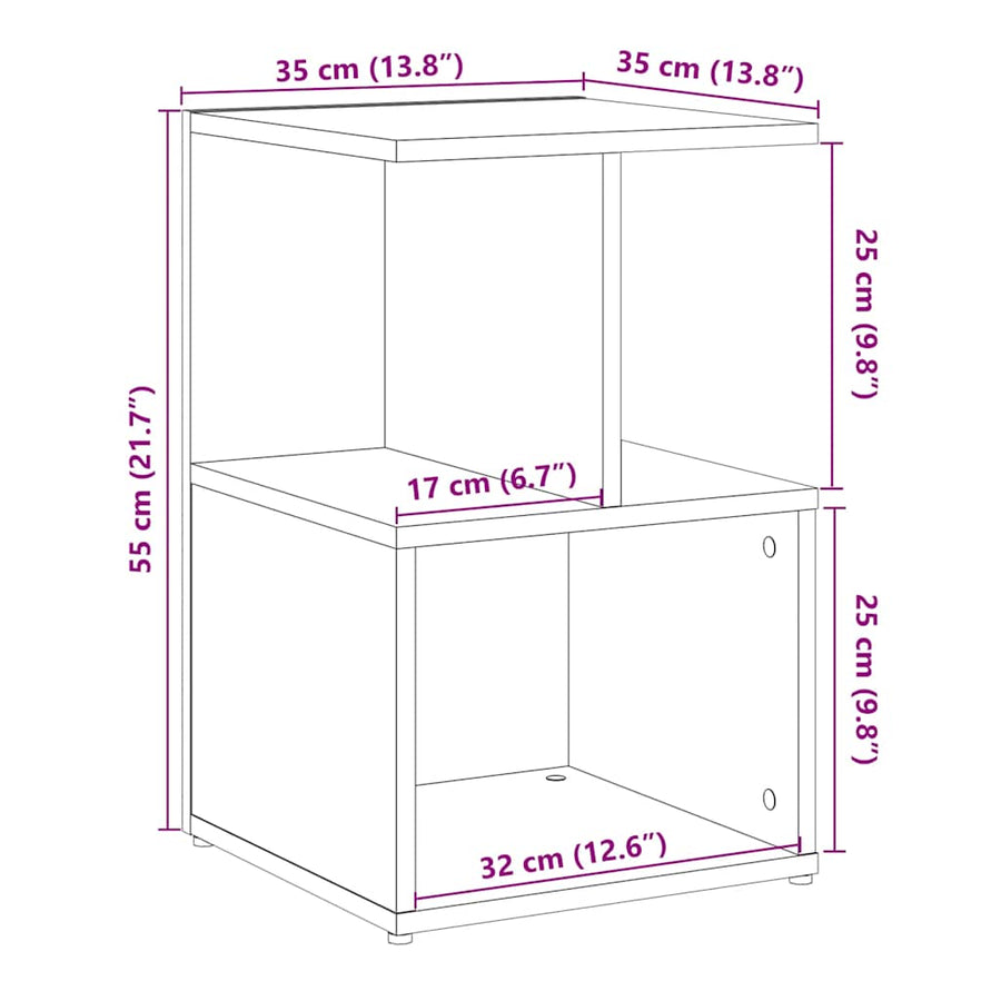 Nachtkastjes 2 st 35x35x55 cm bewerkt hout oud houtkleurig