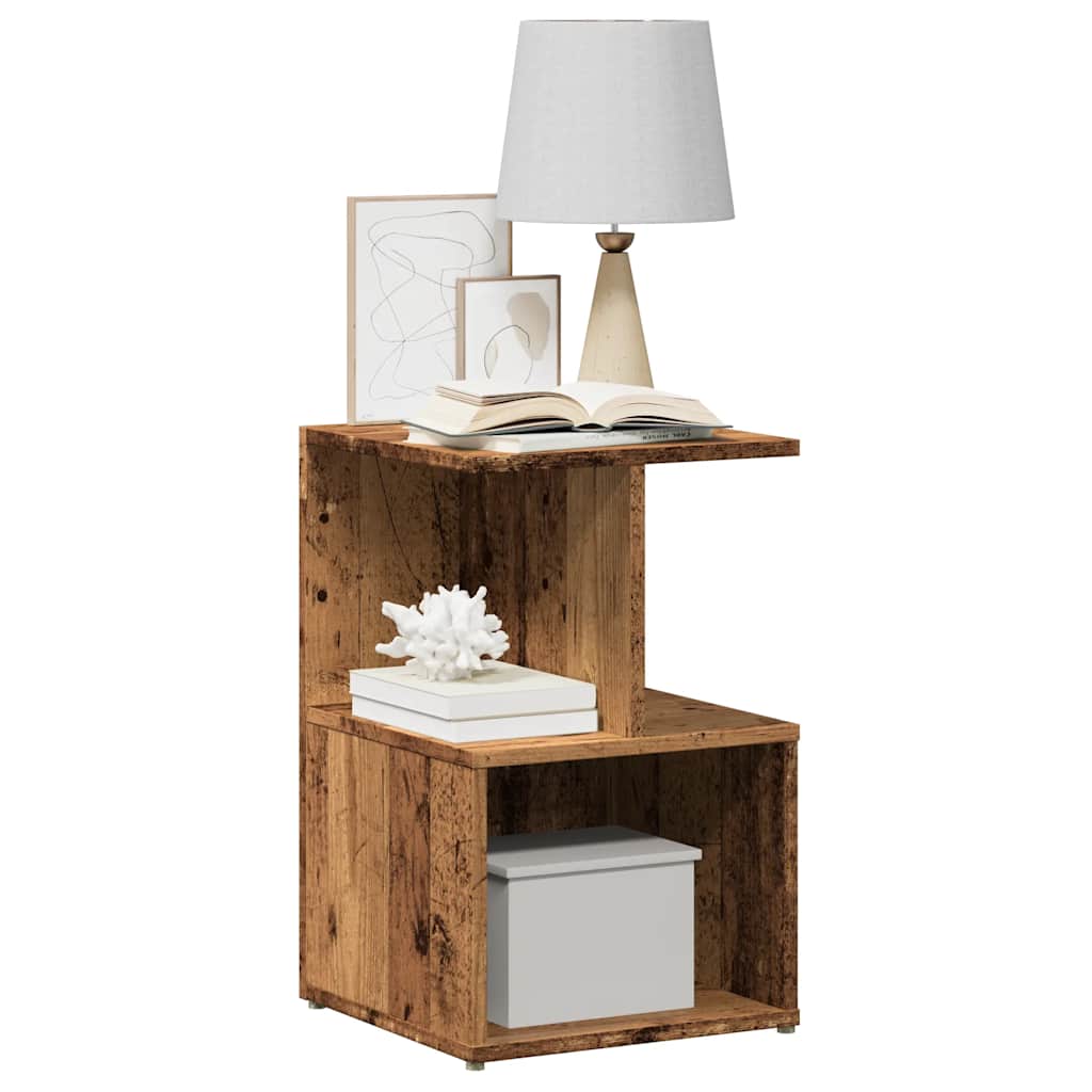 Nachtkastjes 2 st 35x35x55 cm bewerkt hout oud houtkleurig