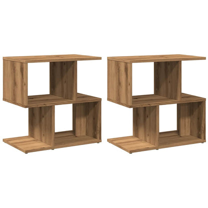 Nachtkastjes 2 st 50x30x51,5 cm bewerkt hout artisanaal eiken