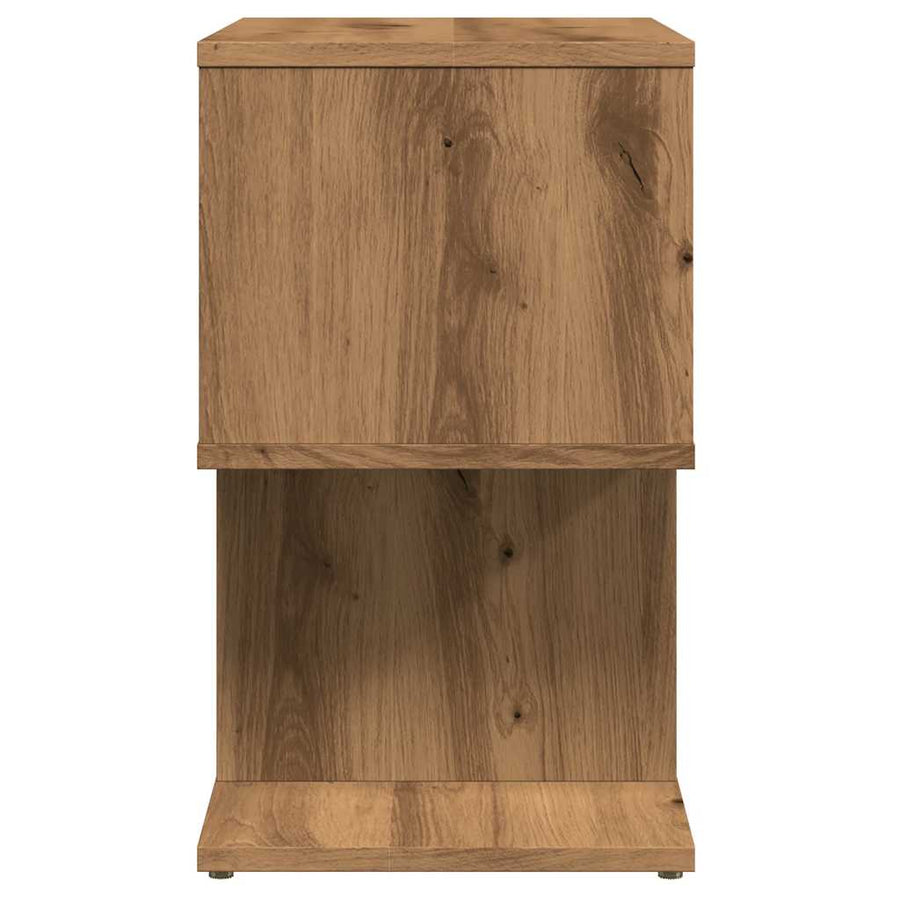 Nachtkastjes 2 st 50x30x51,5 cm bewerkt hout artisanaal eiken