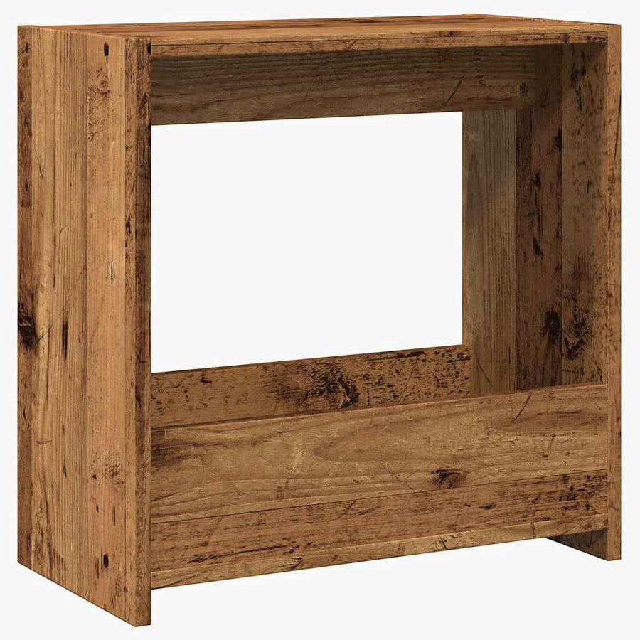 Bijzettafel 50x26x50 cm bewerkt hout oud houtkleurig