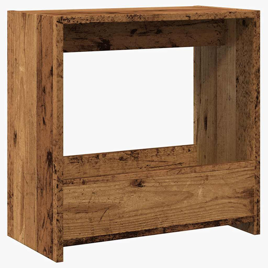 Bijzettafel 50x26x50 cm bewerkt hout oud houtkleurig
