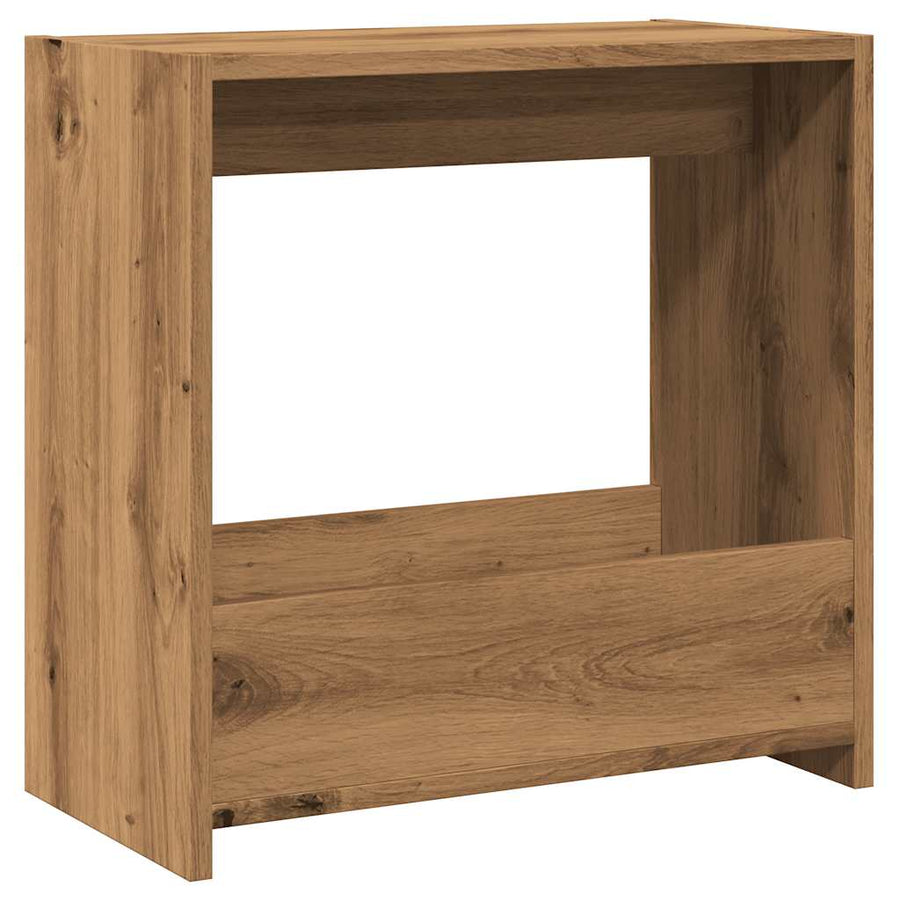Bijzettafel 50x26x50 cm bewerkt hout artisanaal eikenkleurig