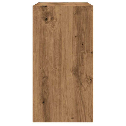Bijzettafel 50x26x50 cm bewerkt hout artisanaal eikenkleurig