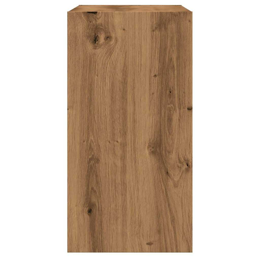 Bijzettafel 50x26x50 cm bewerkt hout artisanaal eikenkleurig