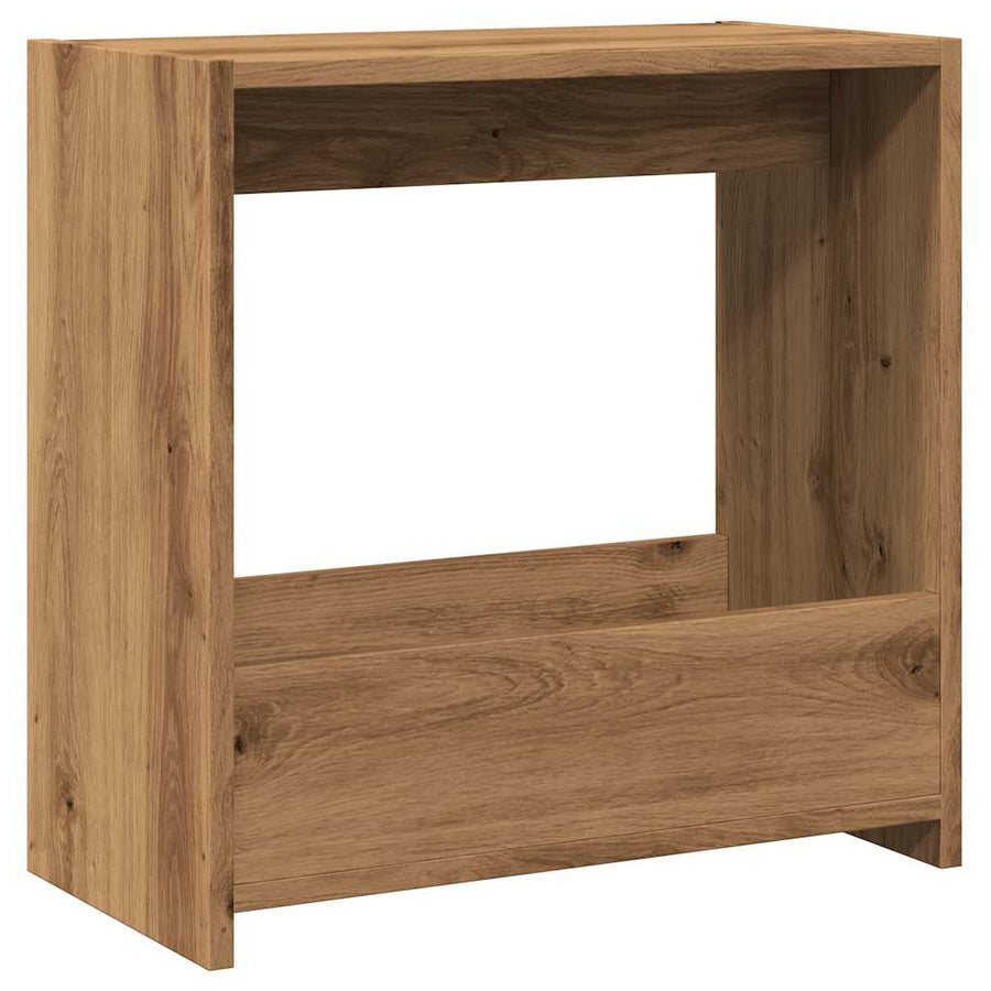 Bijzettafel 50x26x50 cm bewerkt hout artisanaal eikenkleurig